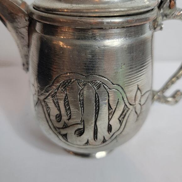 Embossed Turkish Moroccan Teapot Nickel Copper 16 oz - Picture 3 of 13